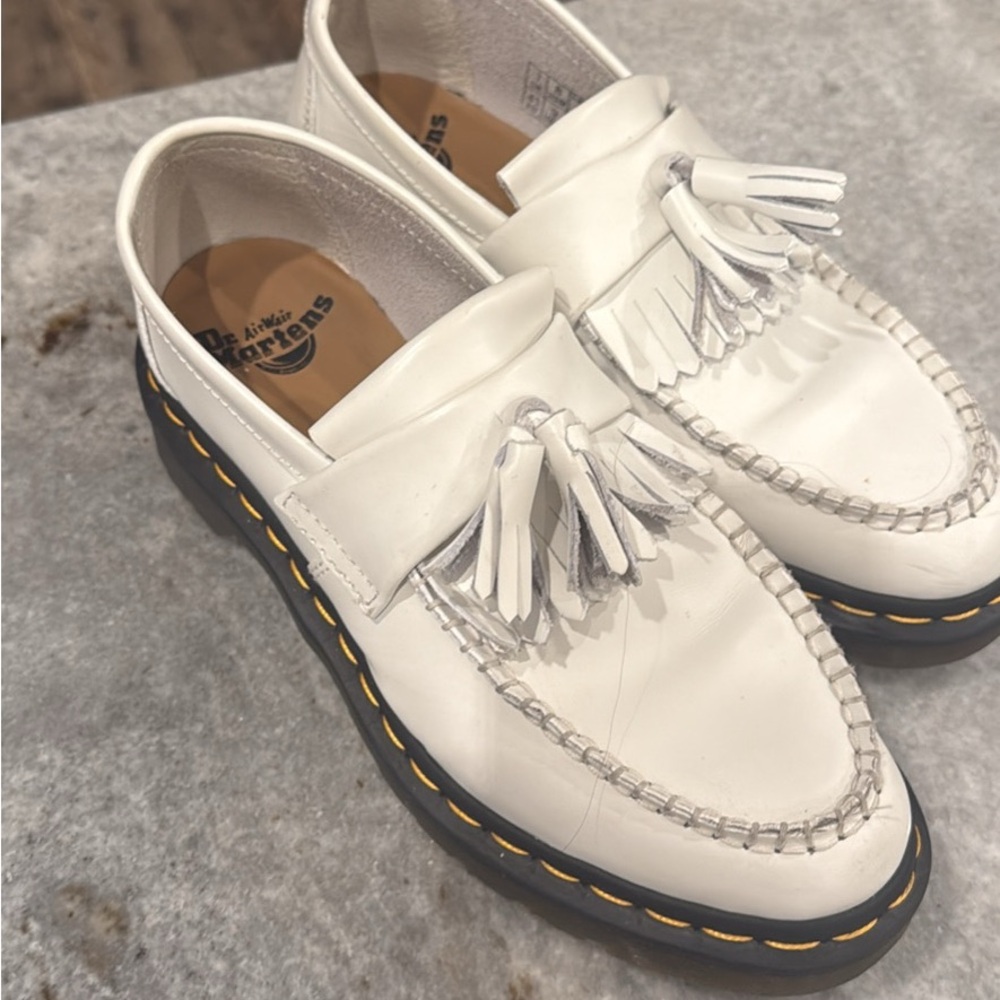 Dr. Martens White Tassel Loafers